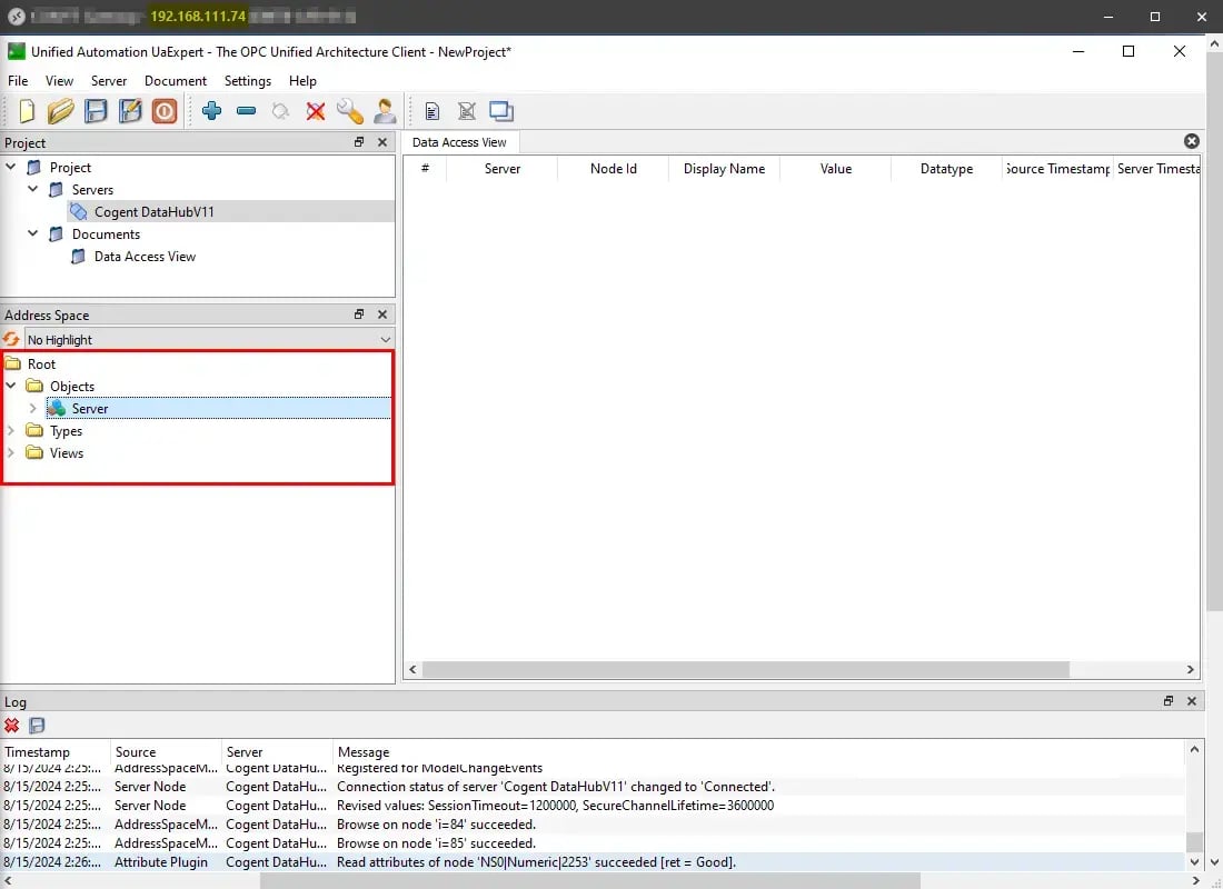 DataHub OPC UA Basic Connectivity Only