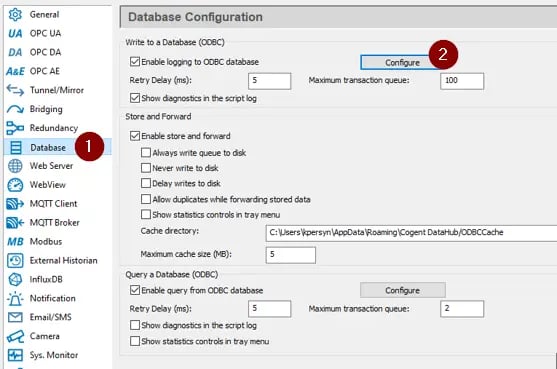 Datahub Database Config Annotated