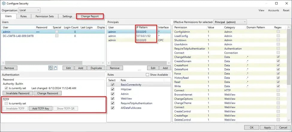 Cogent DataHub Security Settings