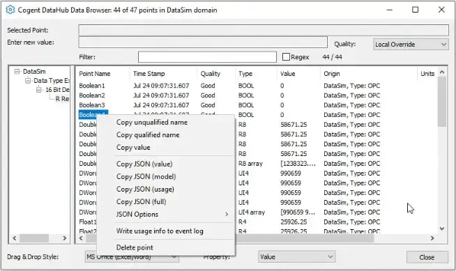 Cogent DataHub_OPC Right Clicked Copy Options_7