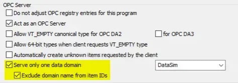 Cogent DataHub OPC Server settings Edit