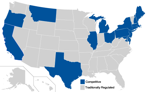 Infographic - Deregulated and Regulated States in US