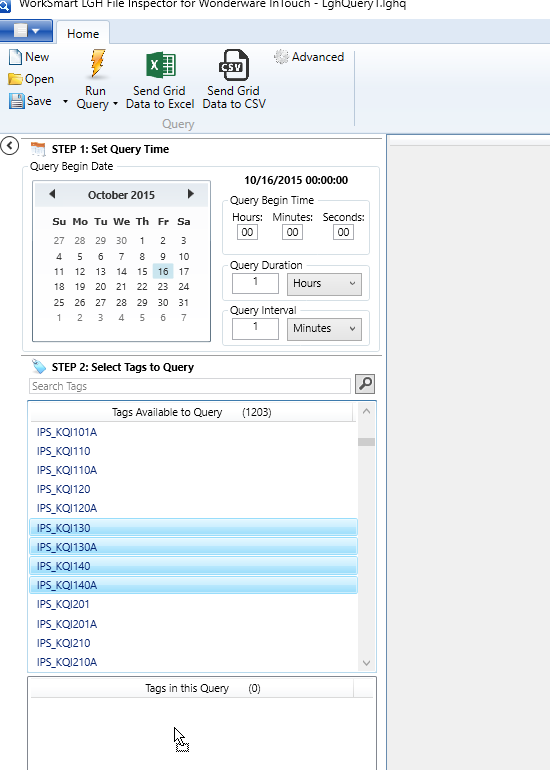 Selecting Tags for the LGH File Query