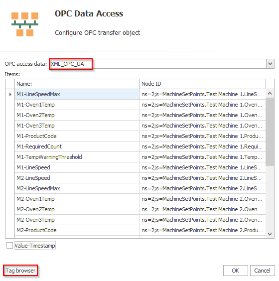 Screenshot - OPC Router Data Access Transfer Object Configuration