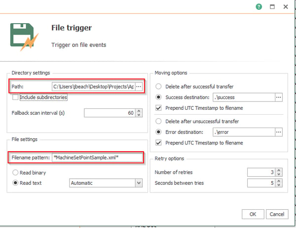 Screenshot - OPC Router File Trigger Properties