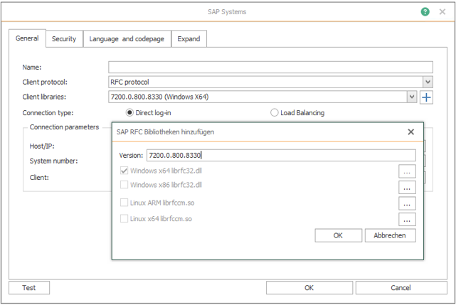 Screenshot - OPC Router External Libraries SAP Plug-in