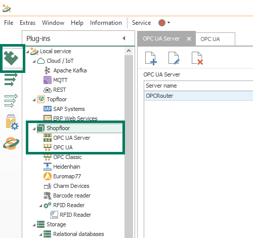 Screenshot - OPC Router Shopfloor Plug-ins OPC UA Client and Server