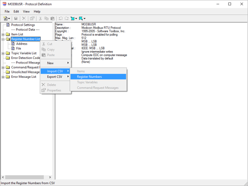 Screenshot - Register CSV Import via Right-Click