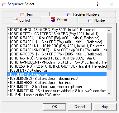 OmniServer has 19 Pre-Defined Error Detection Codes