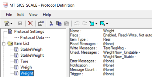 Screenshot - Current OmniServer Protocol Item List