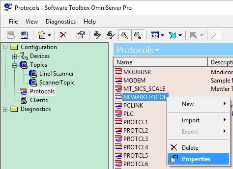 OmniServer V3 - Editing New Protocol 