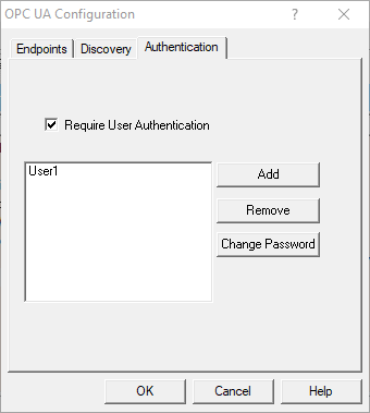 Screenshot - OPC UA Users and Passwords for OmniServer