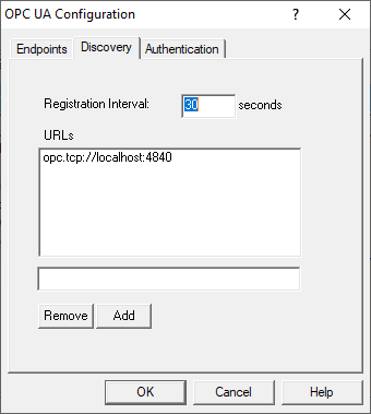Screenshot - OmniServer OPC UA Discovery settings