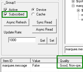 Subscribing to Items in OPC Test Client