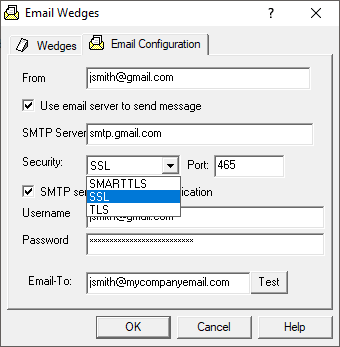 Screenshot - Selecting Encryption Type in OmniServer Email Plug-in