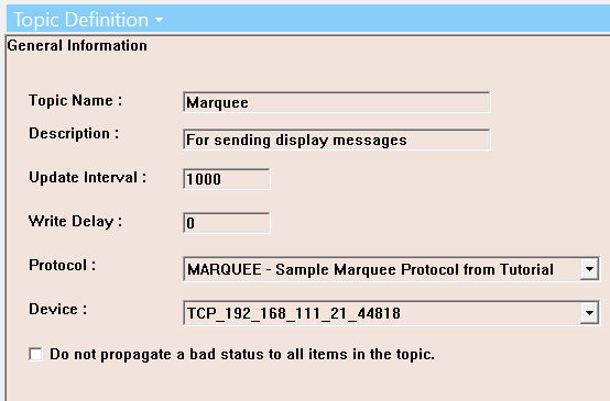 OmniServer Topic for Marquee communications