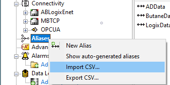 Screenshot - Importing and exporting TOP Server aliases