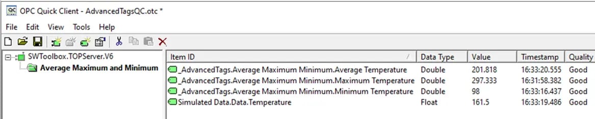 TOP Server Max Min Average Results