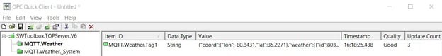 TOP Server MQTT Payload OPC Quick Client