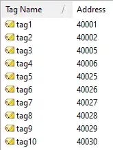 TOP Server Tag List