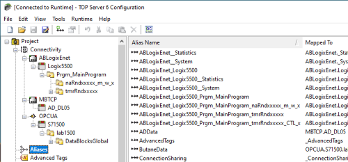 Screenshot - TOP Server Aliases tree view entry