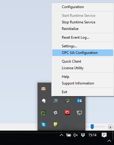 Screenshot - TOP Server OPC UA Configuration menu