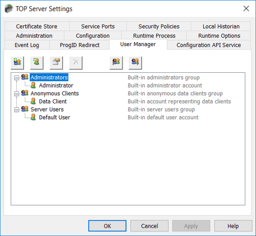 Screenshot - TOP Server User Manager