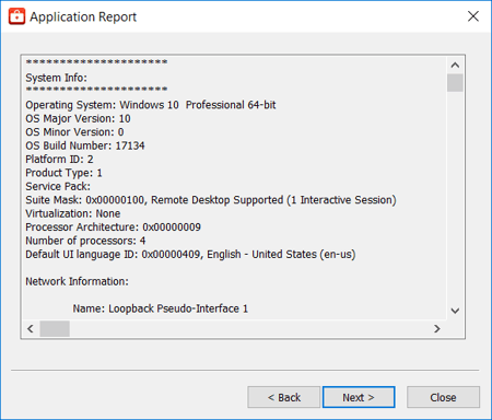Screenshot - Application Report System Summary