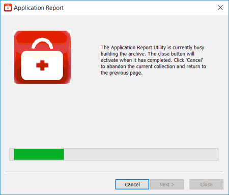 Screenshot - Application Report Utility Progress Window