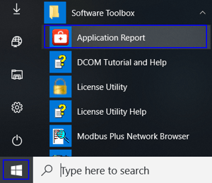 Screenshot - Launching Application Report Utility