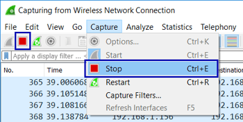 Stopping a Wireshark capture