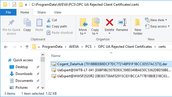 Screenshot_AVEVA_OPC_UA_Rejected_Certificates