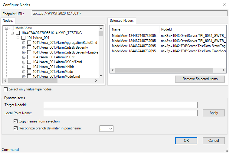 Screenshot_DataHub_OPCUA_Client_AVEVA_SP_Configure_Nodes
