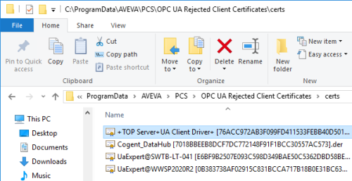 Screenshot_FileExplorer_AVEVA_OPC_UA_Certs_Directory