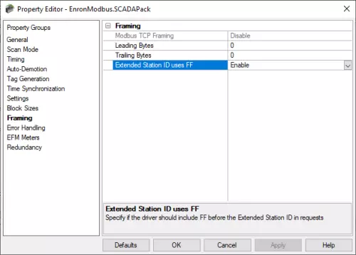 Screenshot - TOP Server Enron Modbus Hex FF Prefix Support for SCADAPacks
